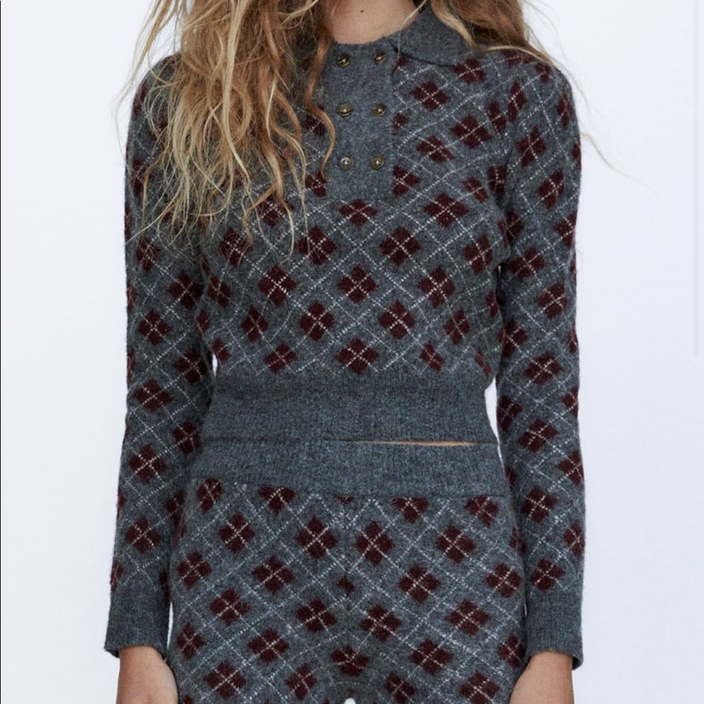 Zara Argyle Sweater